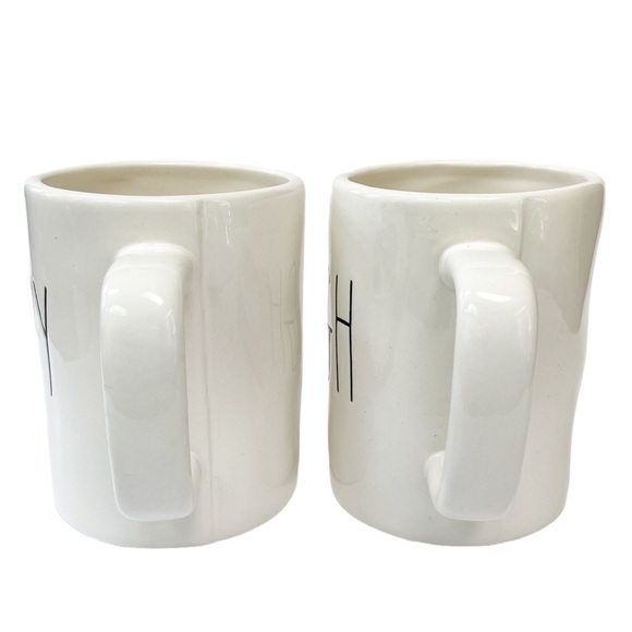 Rae Dunn HAPPY and LAUGH White Ceramic Coffee Mug Set - Picture 6 of 7